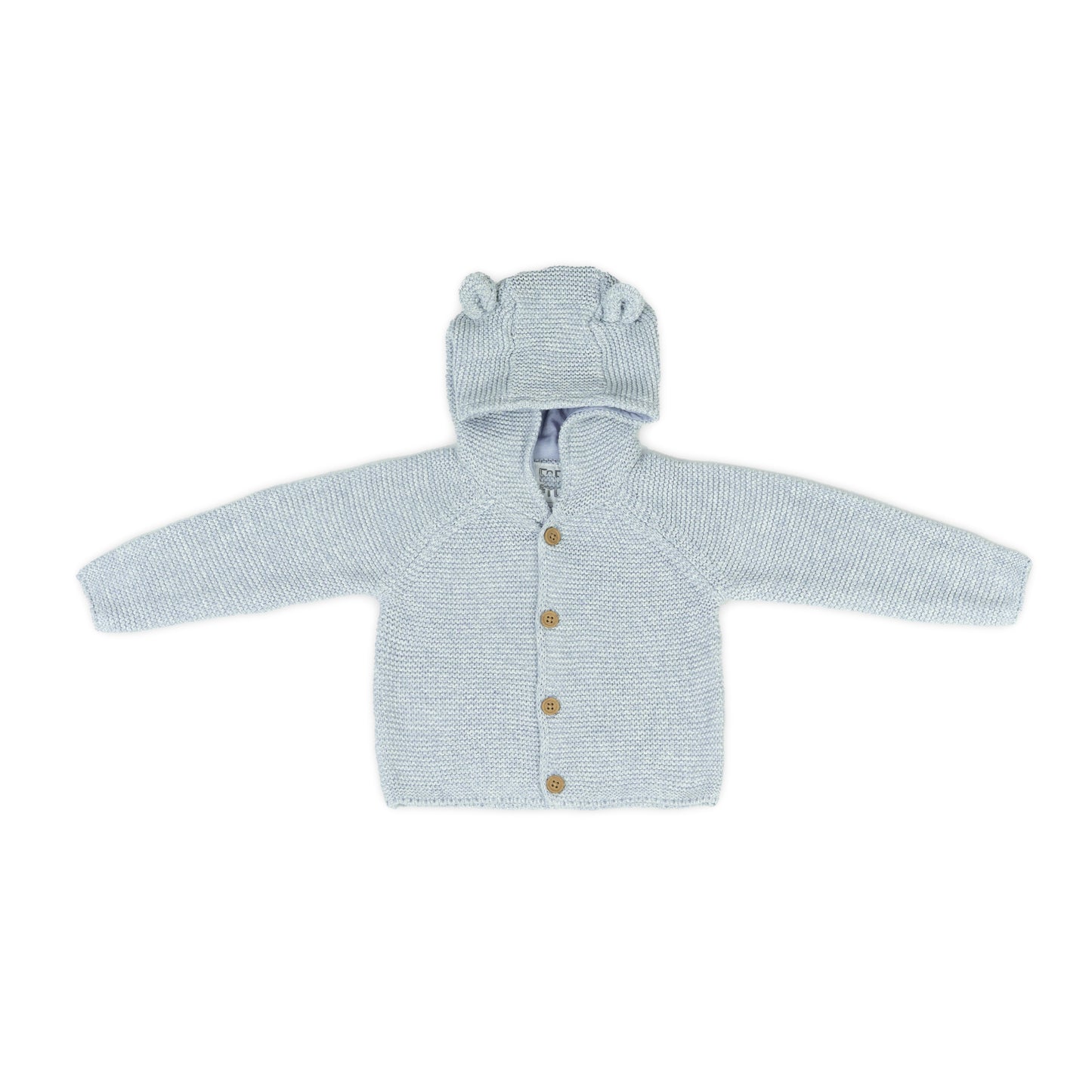Baby Knitted Hooded Cardigan with Bear Ears | Light Blue