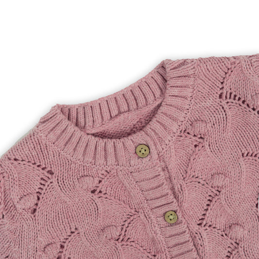 Baby Knit Bubble Cardigan with Front Buttons | Dusty pink or Rose pink