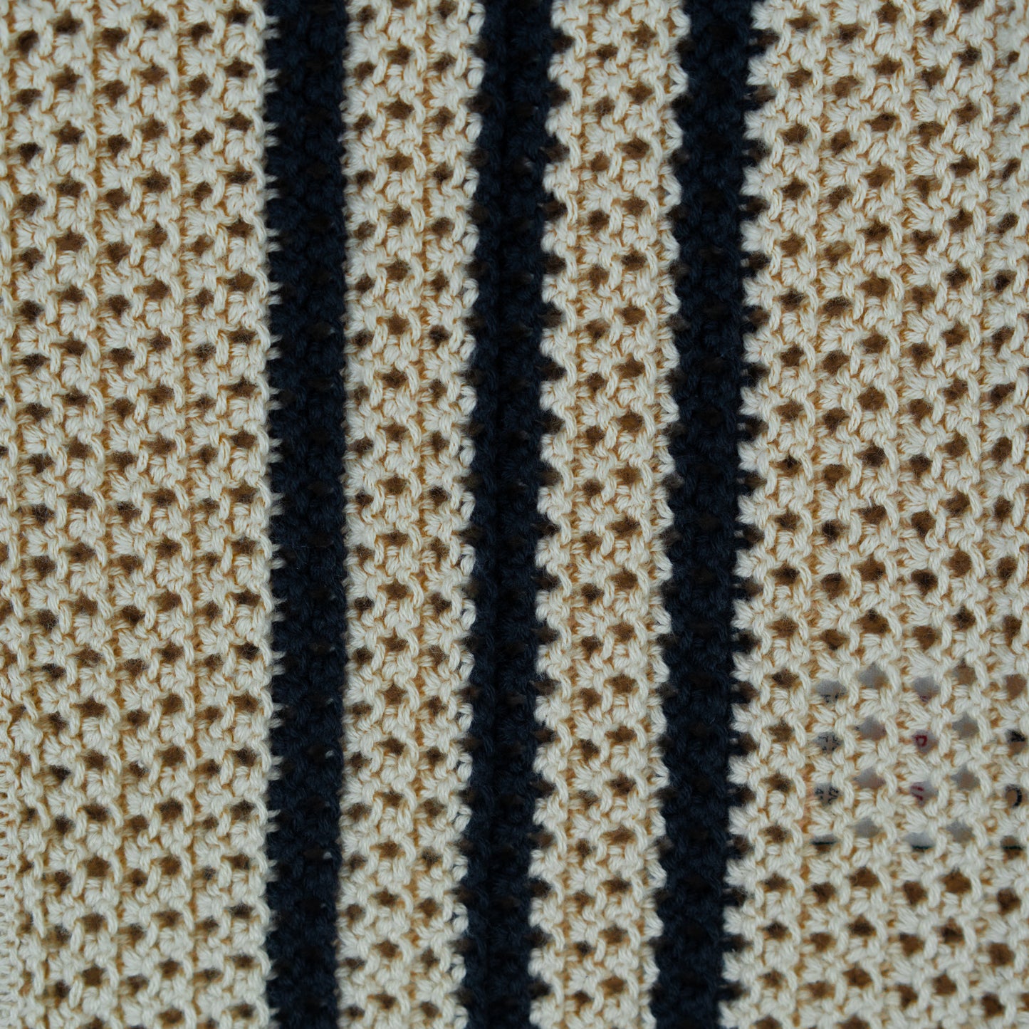 Boy's Short Sleeve Knit Button-Up Shirt | Beige with Black Stripes