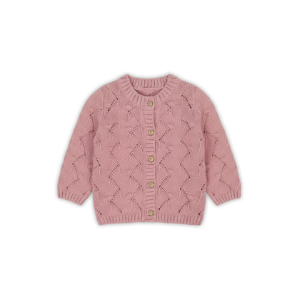 Baby Knit Bubble Cardigan with Front Buttons | Dusty pink or Rose pink