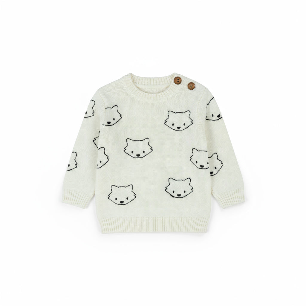Kitty-Face Baby Knit Sweater | Off-White