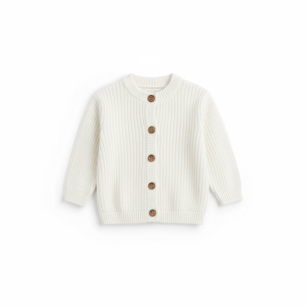 Ribbed Knit Unisex Cardigan | Cream or Off-White