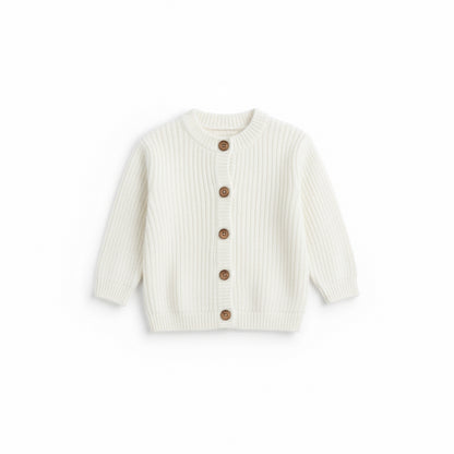 Ribbed Knit Unisex Cardigan | Cream or Off-White