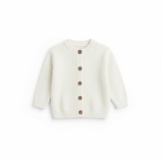 Ribbed Knit Unisex Cardigan | Cream or Off-White
