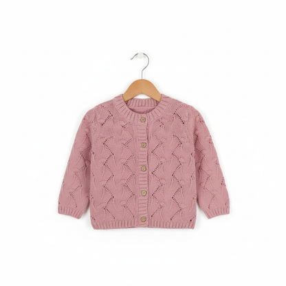 Baby Knit Bubble Cardigan with Front Buttons | Dusty pink or Rose pink