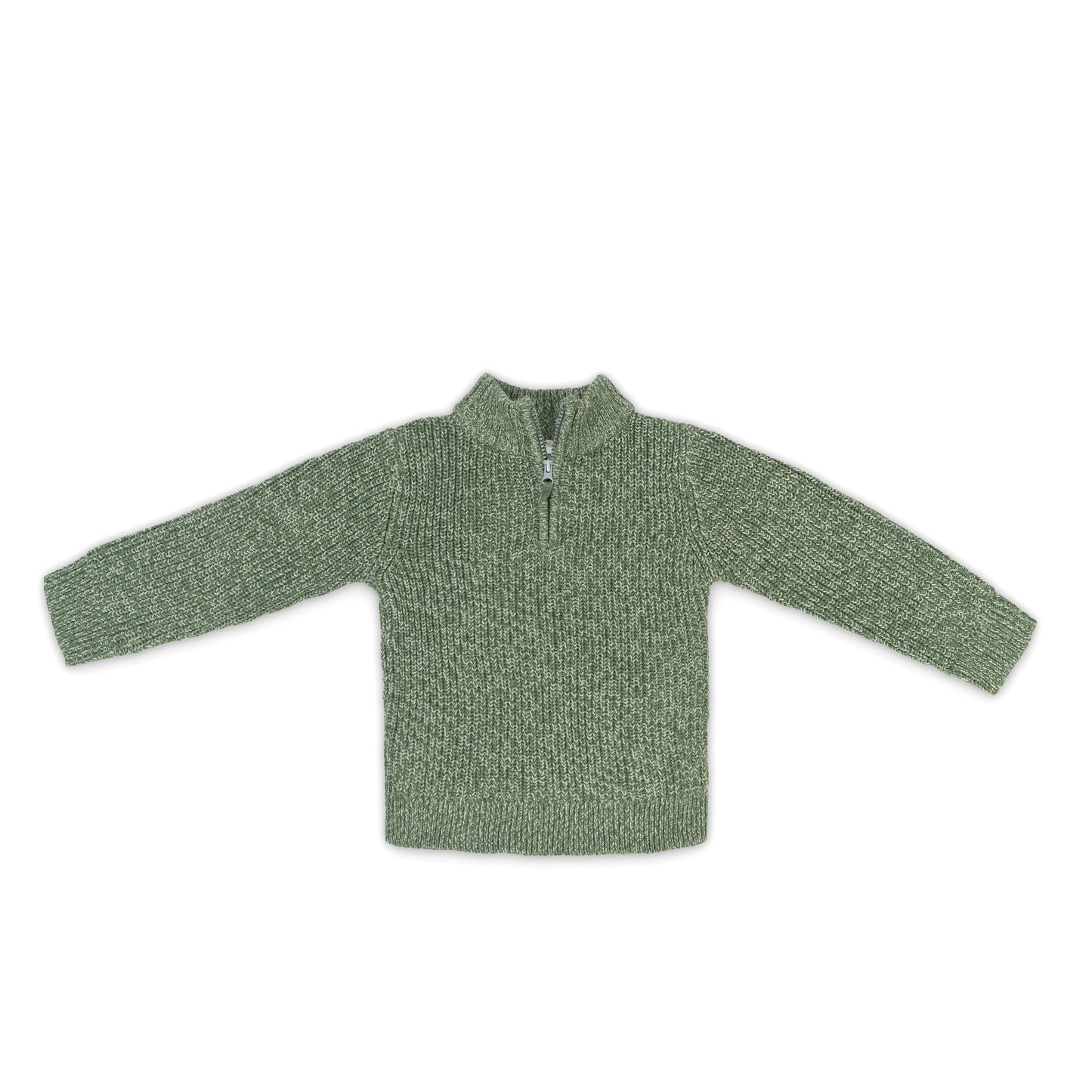 Half-Zip Knit Boy Sweater | Olive or khaki Green