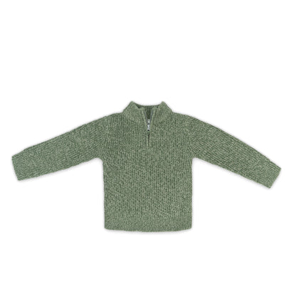Half-Zip Knit Boy Sweater | Olive or khaki Green