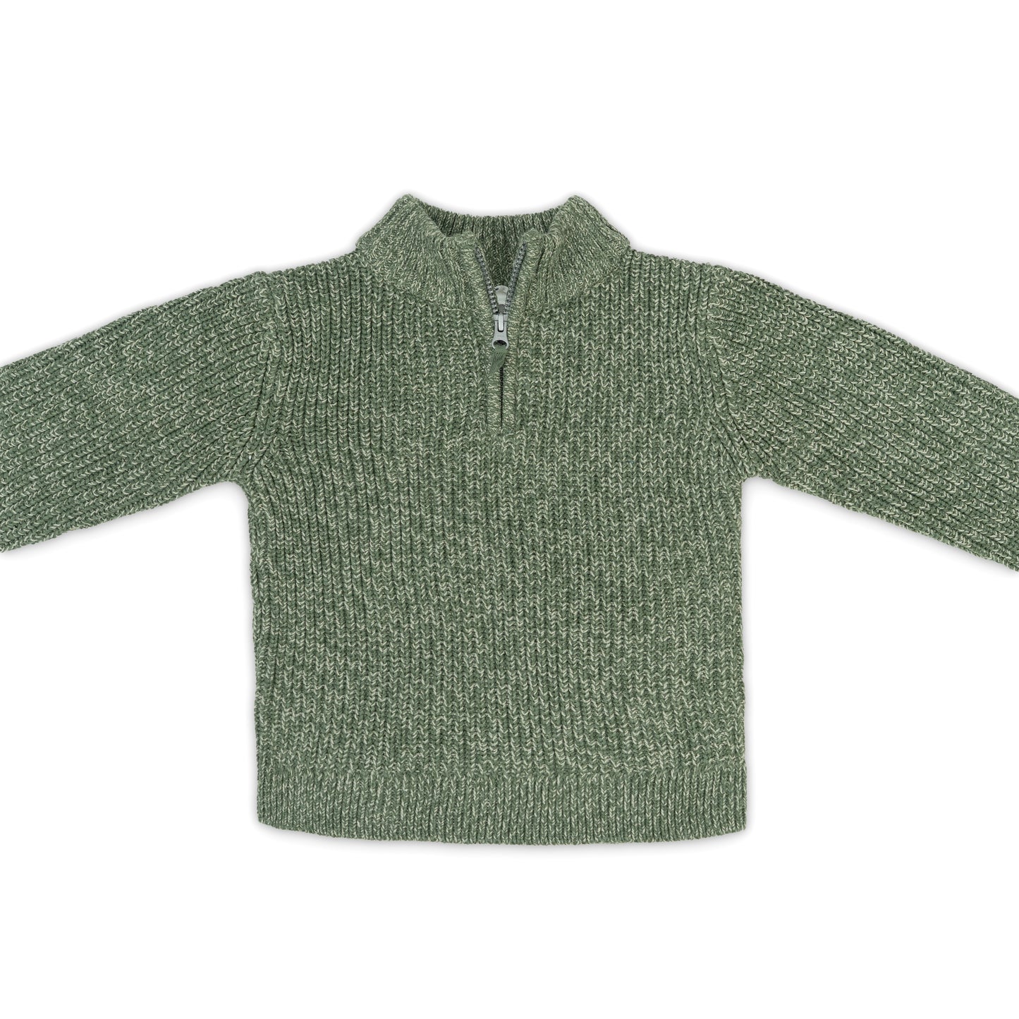 Half-Zip Knit Boy Sweater | Olive or khaki Green