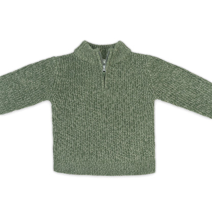 Half-Zip Knit Boy Sweater | Olive or khaki Green