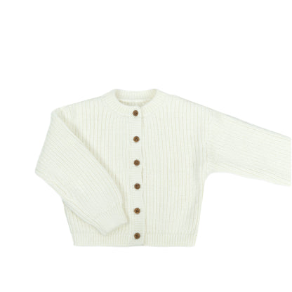 Ribbed Knit Unisex Cardigan | Cream or Off-White