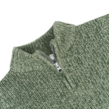 Half-Zip Knit Boy Sweater | Olive or khaki Green