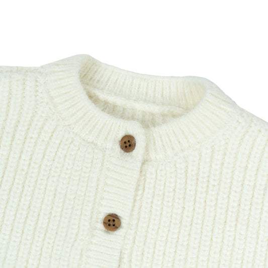 Ribbed Knit Unisex Cardigan | Cream or Off-White