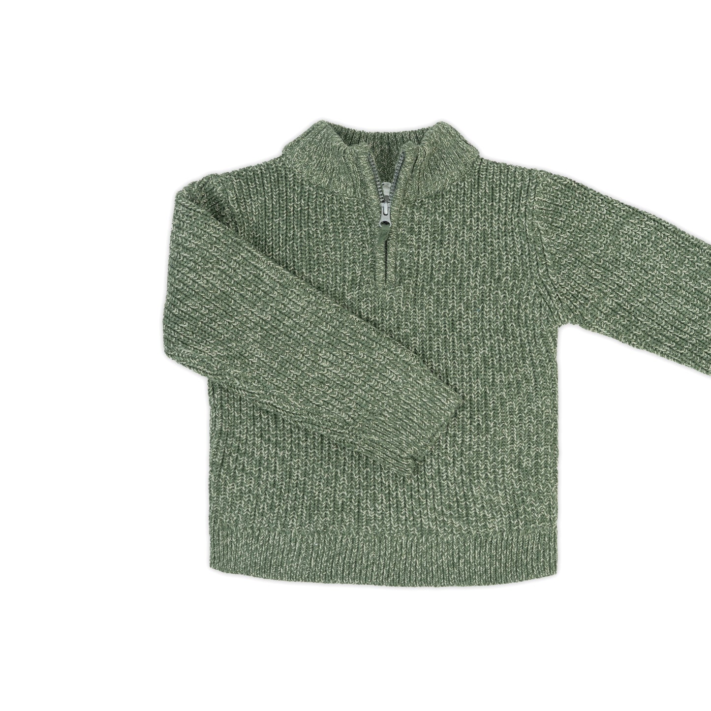 Half-Zip Knit Boy Sweater | Olive or khaki Green