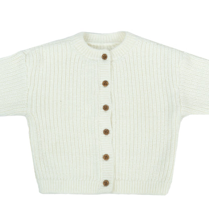 Ribbed Knit Unisex Cardigan | Cream or Off-White