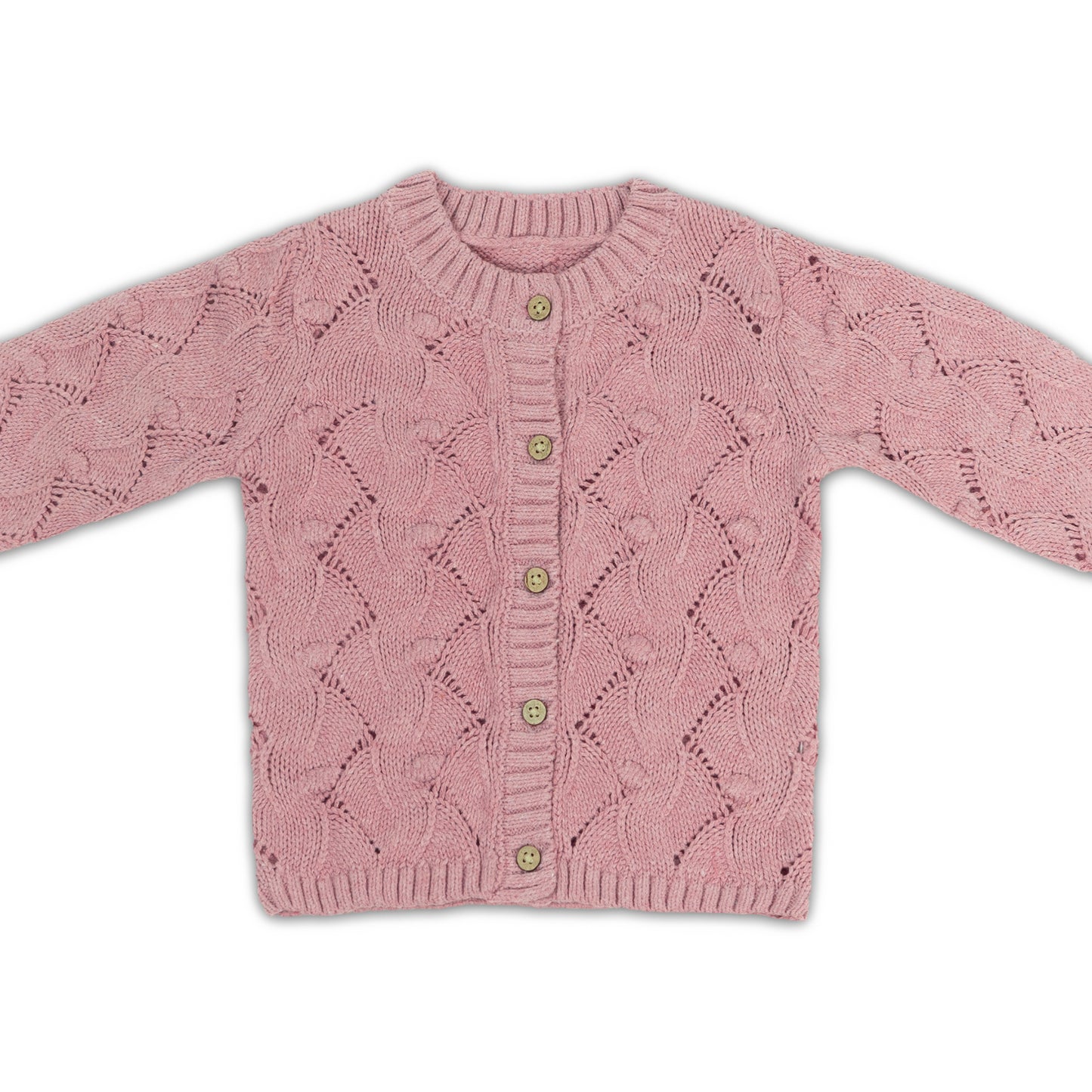 Baby Knit Bubble Cardigan with Front Buttons | Dusty pink or Rose pink