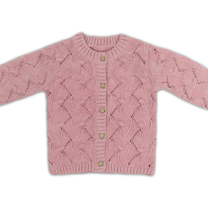 Baby Knit Bubble Cardigan with Front Buttons | Dusty pink or Rose pink