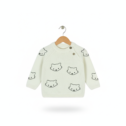 Kitty-Face Baby Knit Sweater | Off-White