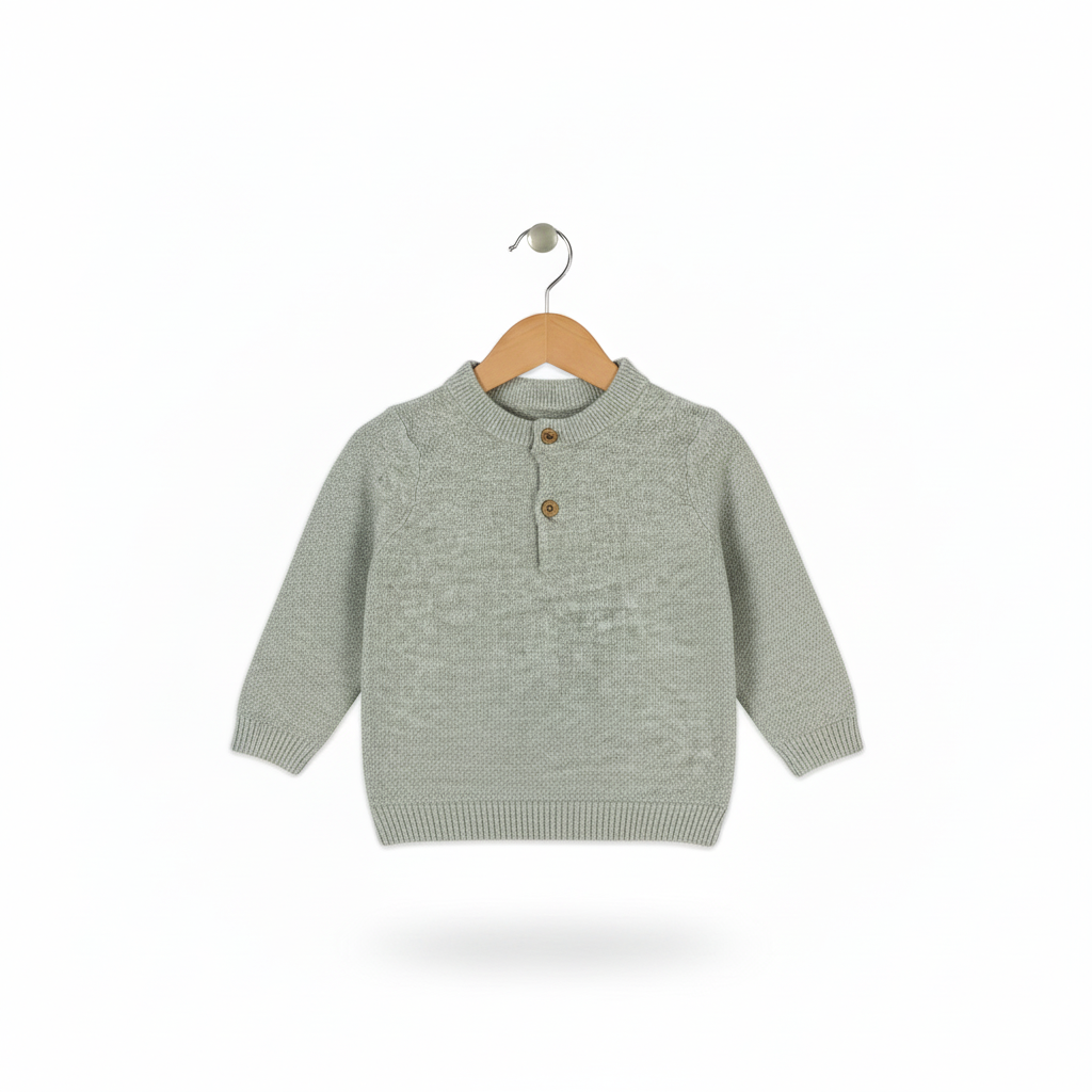 Boy's Knitted Pullover Sweater | Sage Green