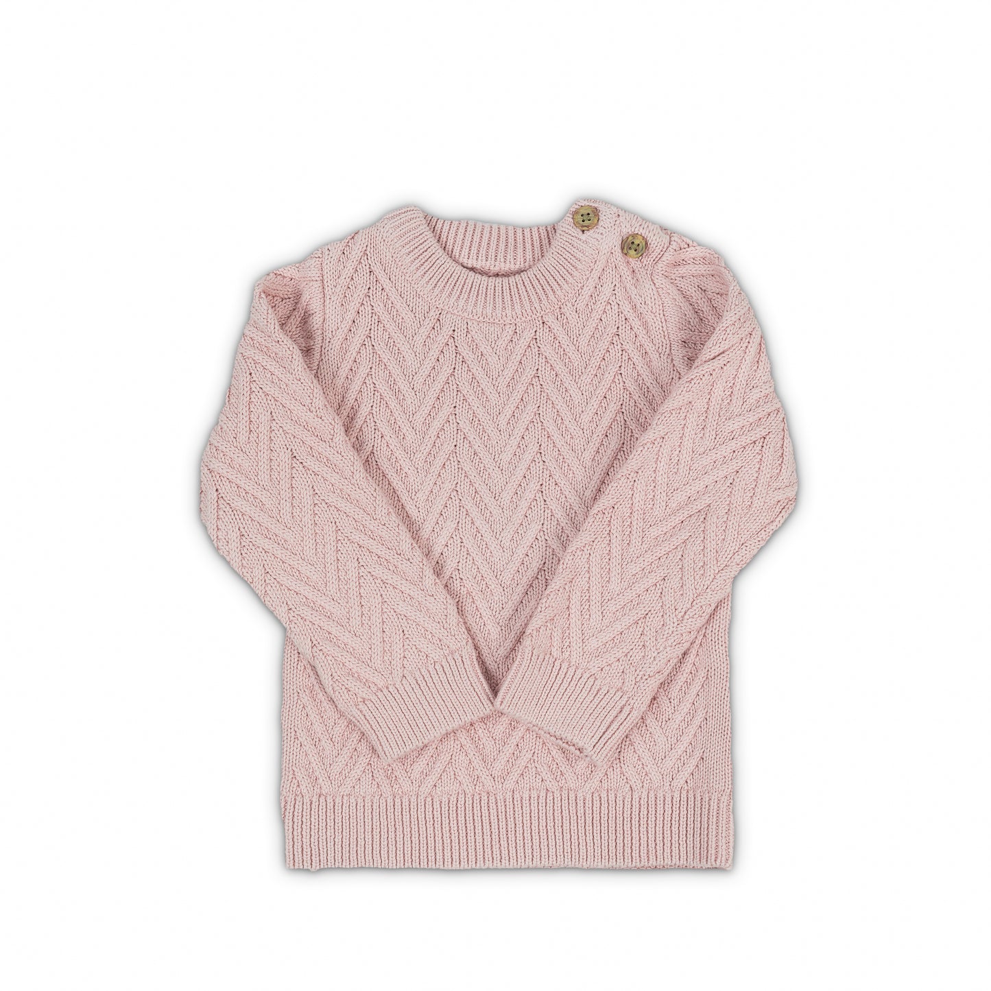 BabyToddler Textured Knit Sweater with Shoulder Buttons | Light pink