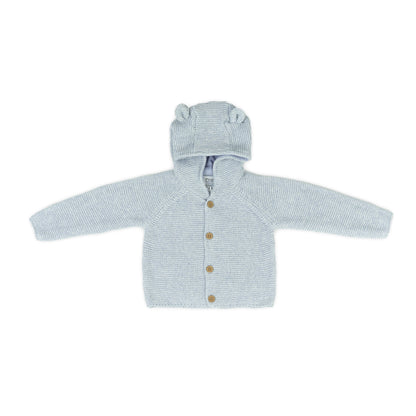 Baby Knitted Hooded Cardigan with Bear Ears | Light Blue