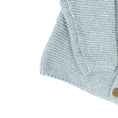 Baby Knitted Hooded Cardigan with Bear Ears | Light Blue