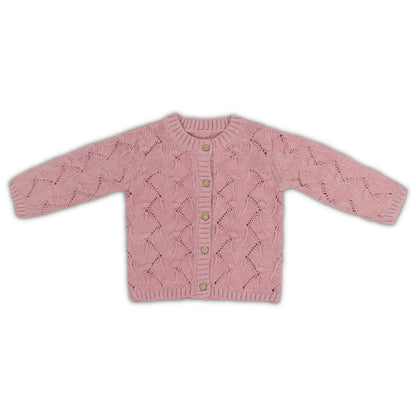 Baby Knit Bubble Cardigan with Front Buttons | Dusty pink or Rose pink