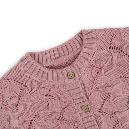 Baby Knit Bubble Cardigan with Front Buttons | Dusty pink or Rose pink
