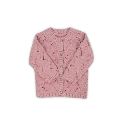 Baby Knit Bubble Cardigan with Front Buttons | Dusty pink or Rose pink