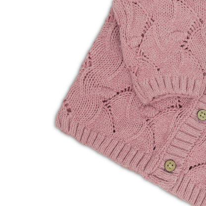 Baby Knit Bubble Cardigan with Front Buttons | Dusty pink or Rose pink