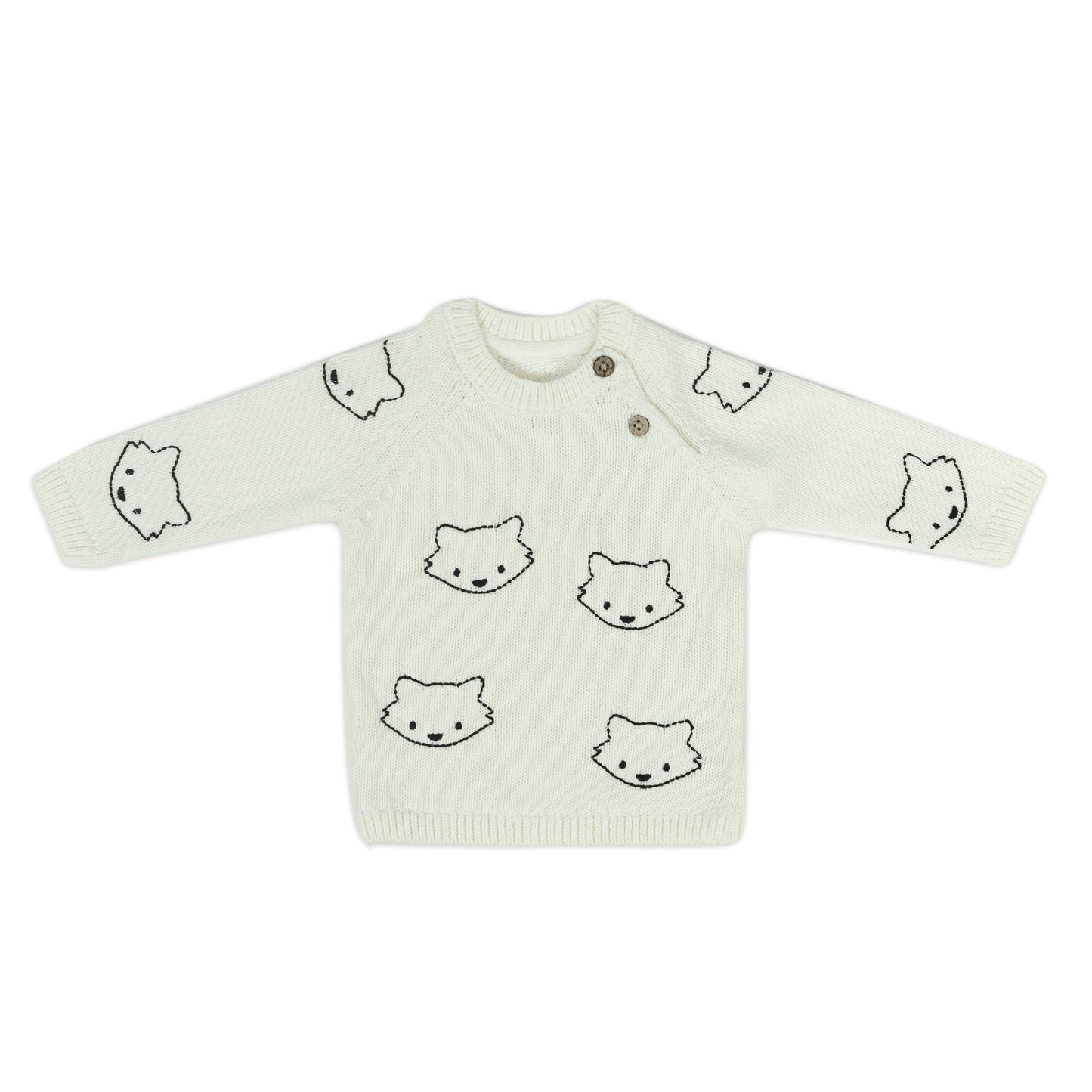 Kitty-Face Baby Knit Sweater | Off-White