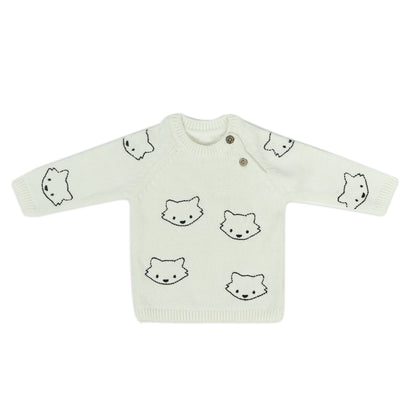 Kitty-Face Baby Knit Sweater | Off-White
