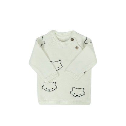 Kitty-Face Baby Knit Sweater | Off-White
