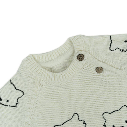 Kitty-Face Baby Knit Sweater | Off-White