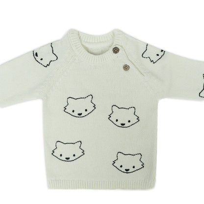 Kitty-Face Baby Knit Sweater | Off-White