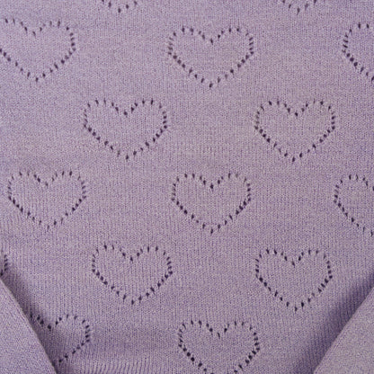 Girls’ Lavender Heart Knit Dress Long Sleeve | Lavender