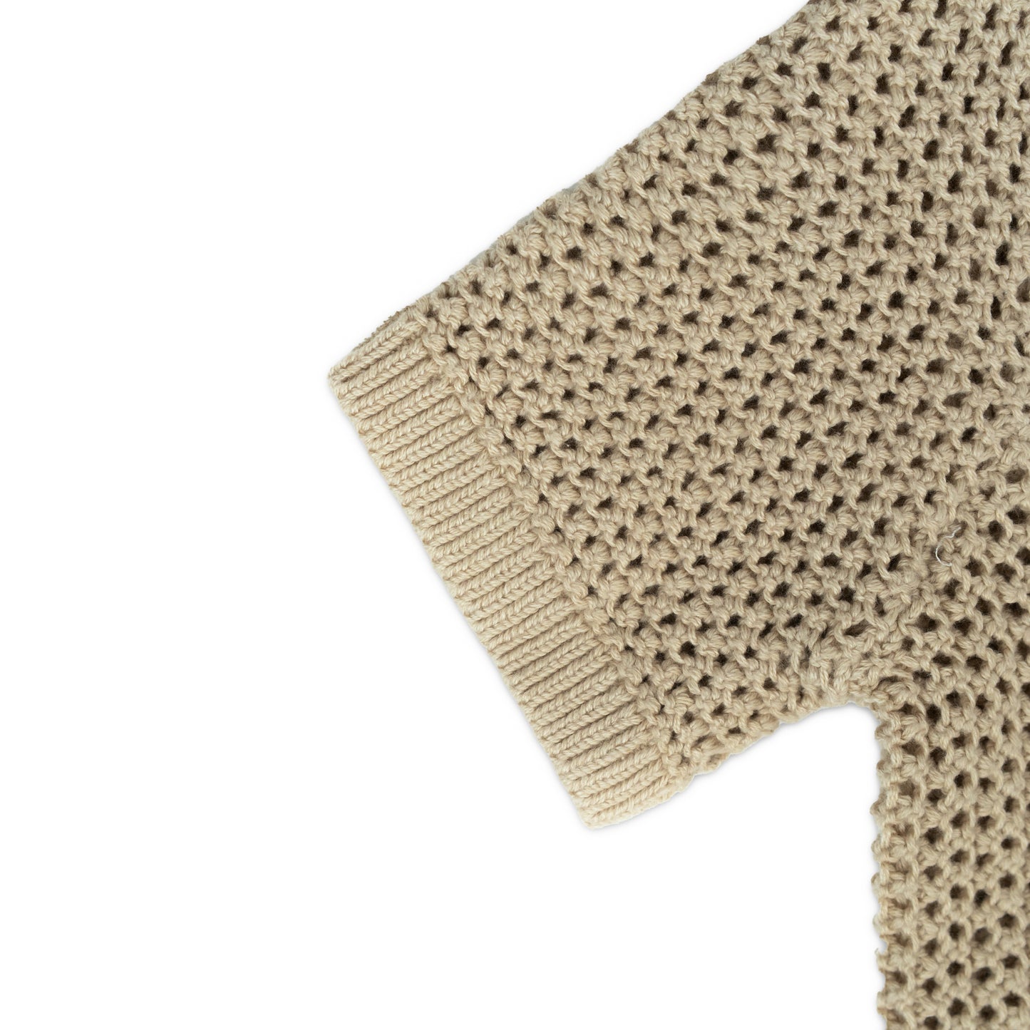 Boy's Short Sleeve Knit Button-Up Shirt | Beige with Black Stripes