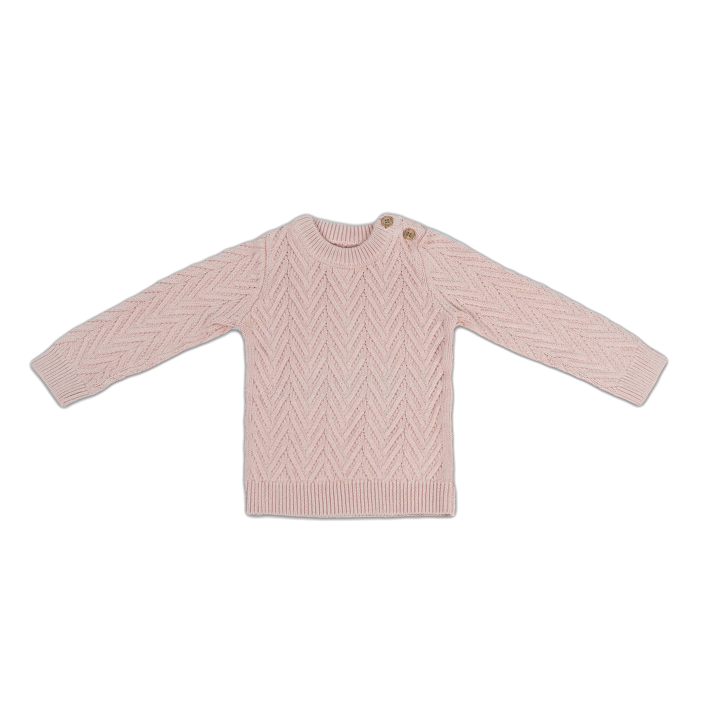 BabyToddler Textured Knit Sweater with Shoulder Buttons | Light pink