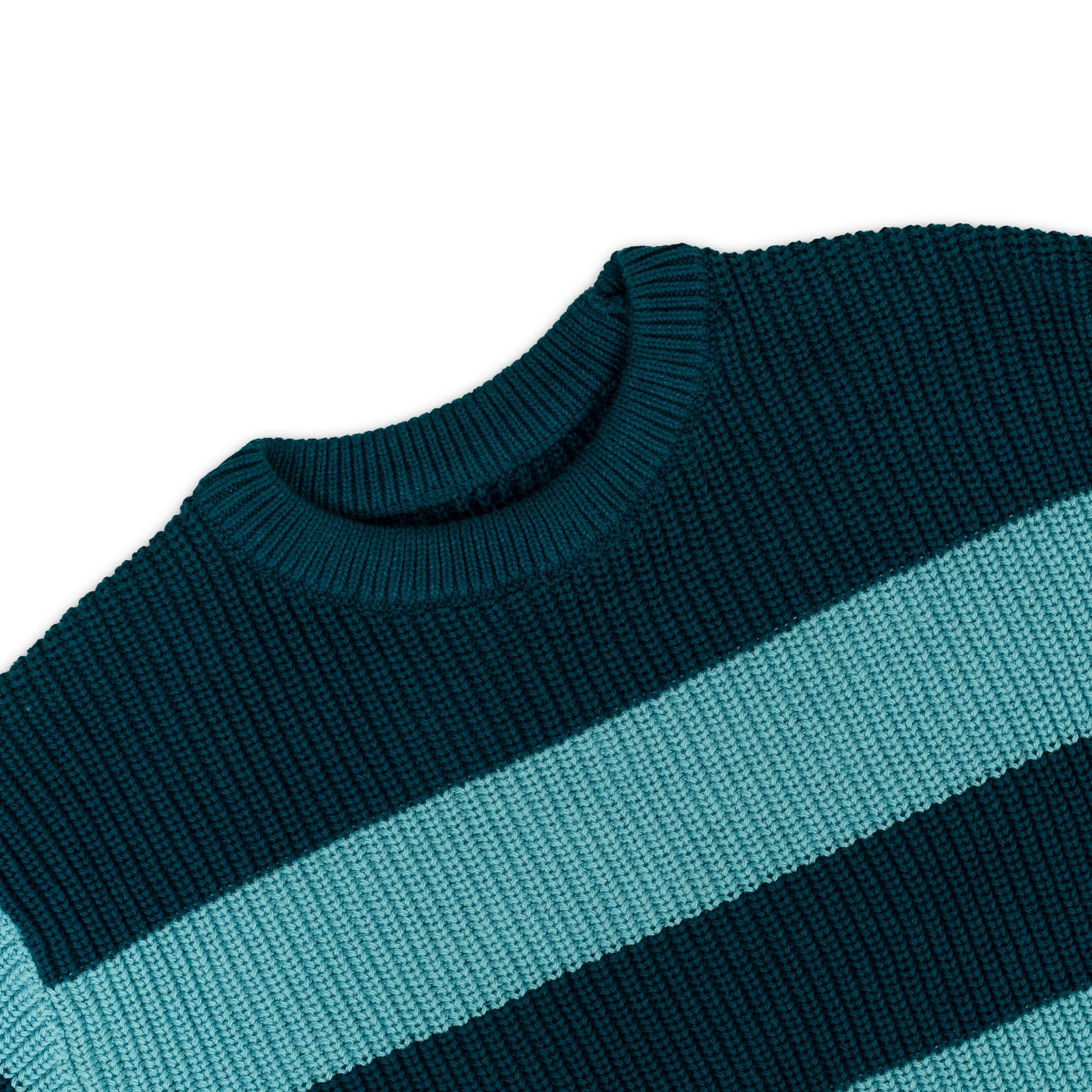 Boy's Striped Knit Pullover Sweater | Teal and Aqua Blue