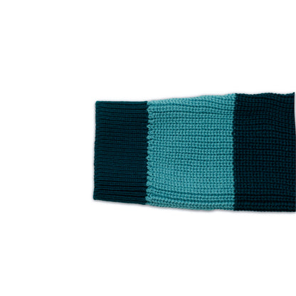 Boy's Striped Knit Pullover Sweater | Teal and Aqua Blue