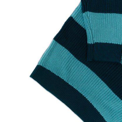 Boy's Striped Knit Pullover Sweater | Teal and Aqua Blue