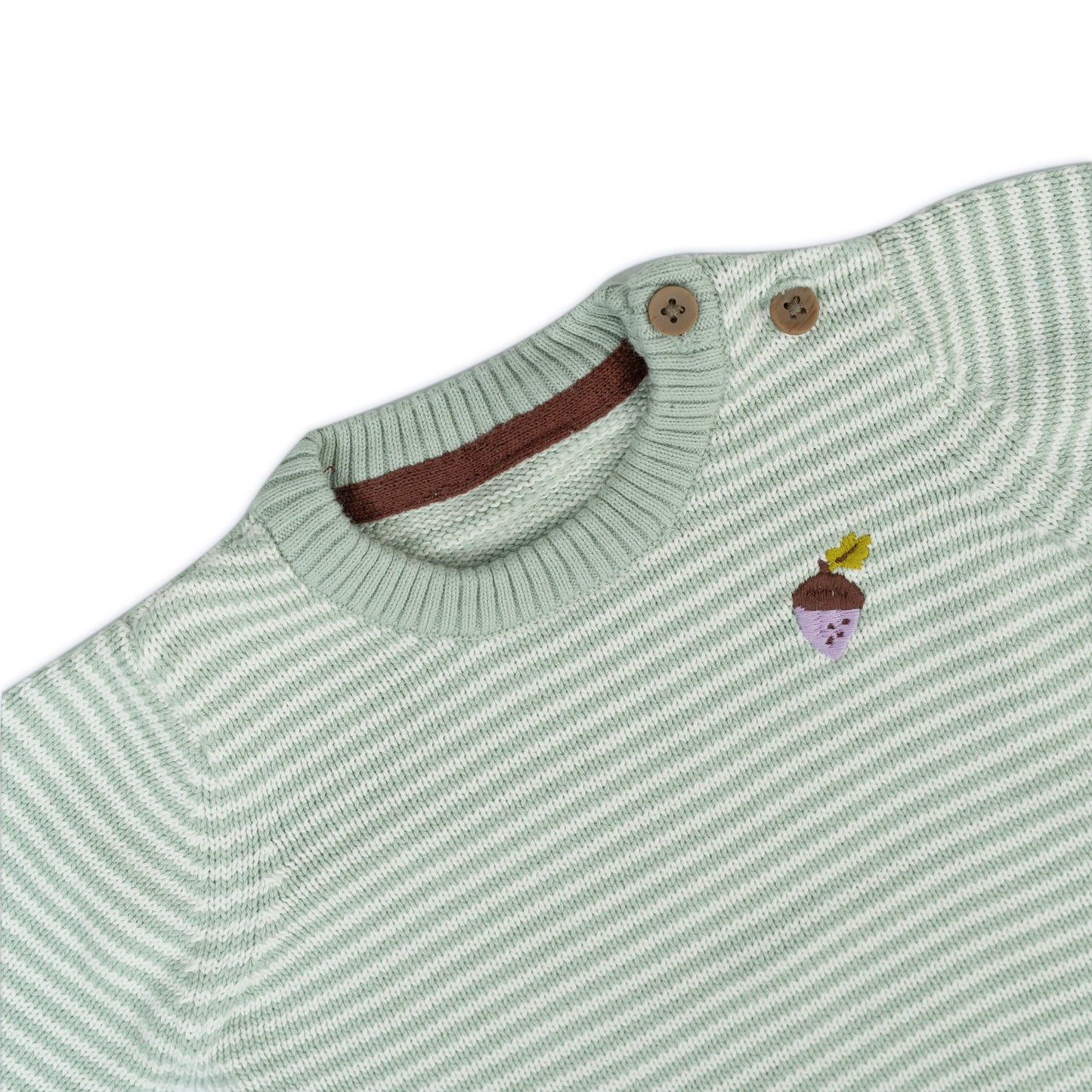 Striped Knit Baby Bodysuit Romper | Mint Green and White