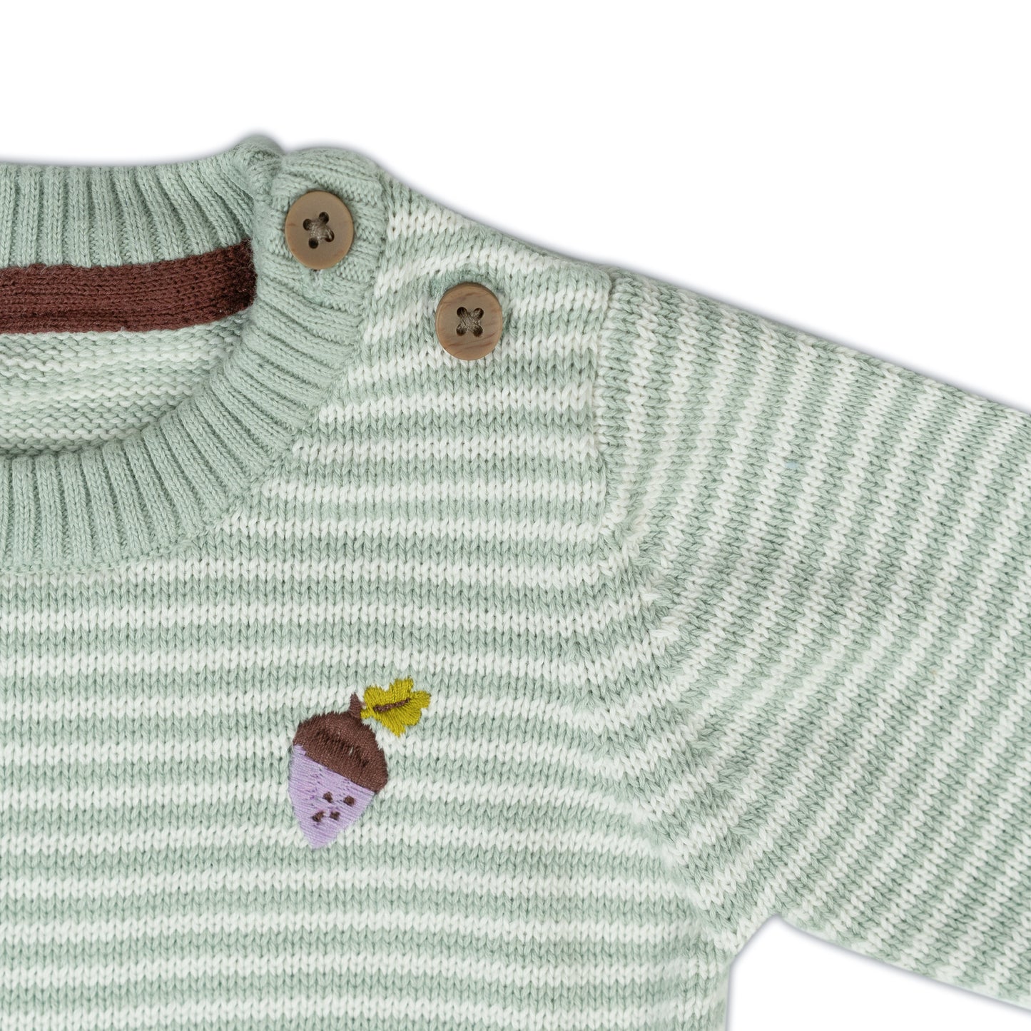 Striped Knit Baby Bodysuit Romper | Mint Green and White